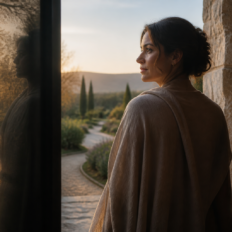 An adult standing between two softly overlapping paths, symbolizing hope and discernment after reconnecting with a past love.