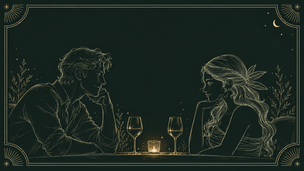 Scorpio Moon man flirting through eye contact with a woman