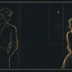 Scorpio moon man looking at woman flirtatiously