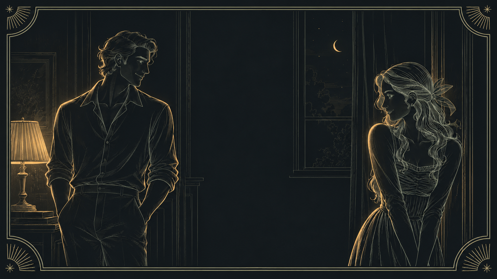 Scorpio moon man looking at woman flirtatiously