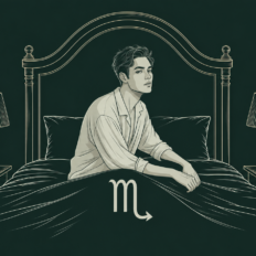 scorpio moon man sitting in a bed