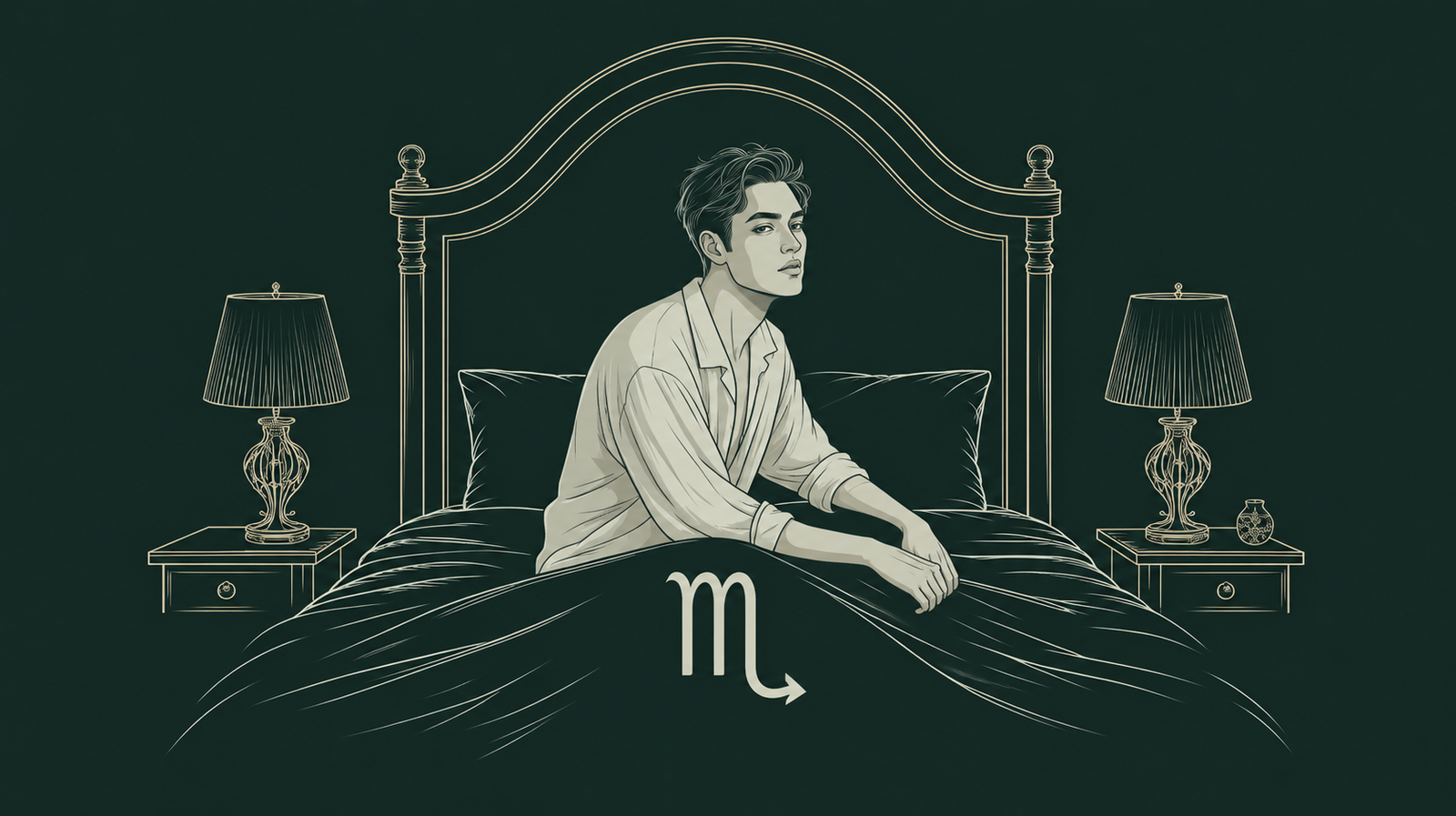 scorpio moon man sitting in a bed